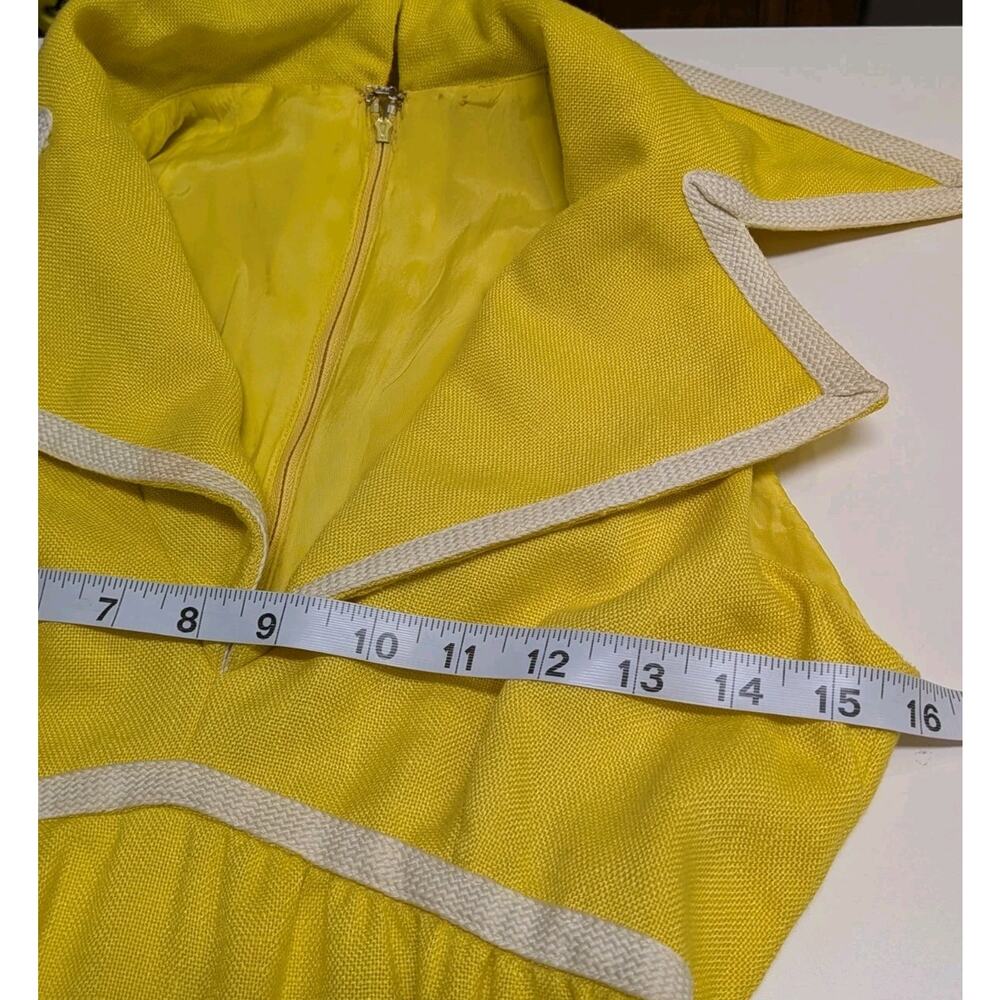 Vintage Sailor Dress 60s 70s Yellow USA Union Made Tweed XS - Picture 5 of 11
